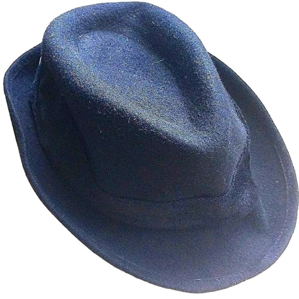 Vintage 100% Black Wool Fedora Hat
